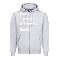 Heather Grey peace love & electronic music  edm techno t shirt Zipper Hoodie - linhVisuals