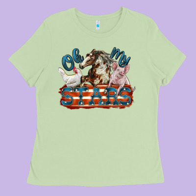 Oh My Stars Farm Animals Ladies Tee Designed By Fadigitalartstudio