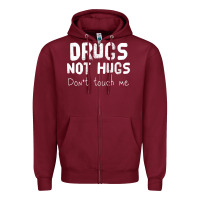 Burgundy drugs not hugs Zipper Hoodie - linhVisuals