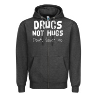 Charcoal Heather drugs not hugs Zipper Hoodie - linhVisuals