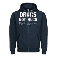 Navy drugs not hugs Zipper Hoodie - linhVisuals