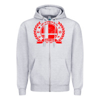Heather Grey super smash bros smash club Zipper Hoodie - linhVisuals