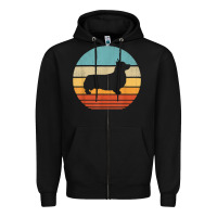 Black corgi retro vintage 60s 70s sunset dog lovers men women t shirt Zipper Hoodie - linhVisuals