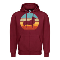 Burgundy corgi retro vintage 60s 70s sunset dog lovers men women t shirt Zipper Hoodie - linhVisuals