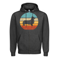 Charcoal Heather corgi retro vintage 60s 70s sunset dog lovers men women t shirt Zipper Hoodie - linhVisuals