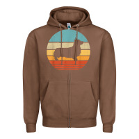 Chestnut corgi retro vintage 60s 70s sunset dog lovers men women t shirt Zipper Hoodie - linhVisuals