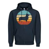 Navy corgi retro vintage 60s 70s sunset dog lovers men women t shirt Zipper Hoodie - linhVisuals