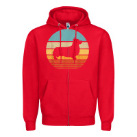 Red corgi retro vintage 60s 70s sunset dog lovers men women t shirt Zipper Hoodie - linhVisuals