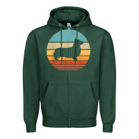 Sports Green corgi retro vintage 60s 70s sunset dog lovers men women t shirt Zipper Hoodie - linhVisuals