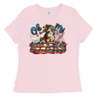 Bubblegum Pink Oh my stars farm animals Ladies Tee - FaDigitalArtStudio