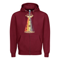 Burgundy vintage alien weed pot leaf ufo abduction marijuana cannabis t shirt Zipper Hoodie - linhVisuals