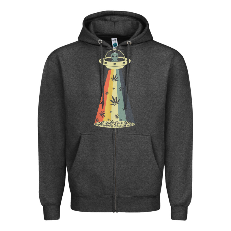 Vintage Alien Weed Pot Leaf Ufo Abduction Marijuana Cannabis T Shirt Zipper Hoodie by linhVisuals | Teevron