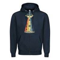 Navy vintage alien weed pot leaf ufo abduction marijuana cannabis t shirt Zipper Hoodie - linhVisuals