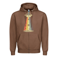 Chestnut vintage alien weed pot leaf ufo abduction marijuana cannabis t shirt Zipper Hoodie - linhVisuals