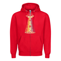 Red vintage alien weed pot leaf ufo abduction marijuana cannabis t shirt Zipper Hoodie - linhVisuals