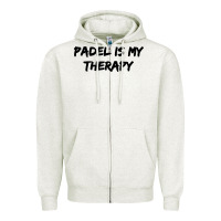 Oatmeal Heather padel is my therapy Zipper Hoodie - linhVisuals