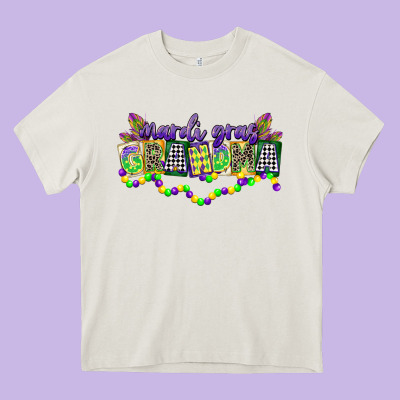 Mardi Gras Grandma Heavy Core Tee Designed By Cowgirlartshop