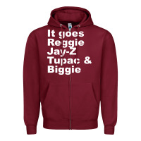 Burgundy it goes reggie jay Zipper Hoodie - linhVisuals