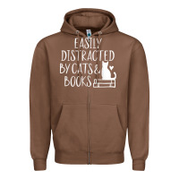 Chestnut easily distracted by cats and books   cute book lover t shirt Zipper Hoodie - linhVisuals