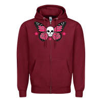 Burgundy butterfly skull Zipper Hoodie - linhVisuals