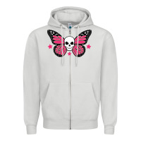 Dove Grey butterfly skull Zipper Hoodie - linhVisuals