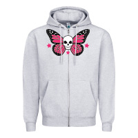 Heather Grey butterfly skull Zipper Hoodie - linhVisuals