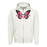 Oatmeal Heather butterfly skull Zipper Hoodie - linhVisuals