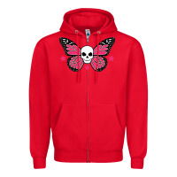 Red butterfly skull Zipper Hoodie - linhVisuals