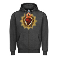 Charcoal Heather sacred heart of jesus catholic devotion t shirt Zipper Hoodie - linhVisuals