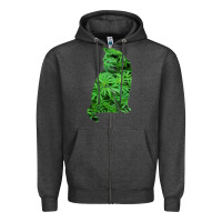 Charcoal Heather funny cannabis & cat lover marijuana weed smoker art t shirt Zipper Hoodie - linhVisuals