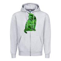 Heather Grey funny cannabis & cat lover marijuana weed smoker art t shirt Zipper Hoodie - linhVisuals