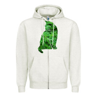 Oatmeal Heather funny cannabis & cat lover marijuana weed smoker art t shirt Zipper Hoodie - linhVisuals