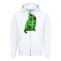 White funny cannabis & cat lover marijuana weed smoker art t shirt Zipper Hoodie - linhVisuals