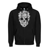Black funny pitbull skull dog skeleton halloween t shirt Zipper Hoodie - linhVisuals