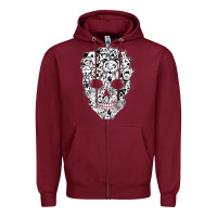 Burgundy funny pitbull skull dog skeleton halloween t shirt Zipper Hoodie - linhVisuals