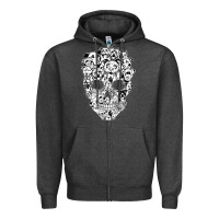 Charcoal Heather funny pitbull skull dog skeleton halloween t shirt Zipper Hoodie - linhVisuals