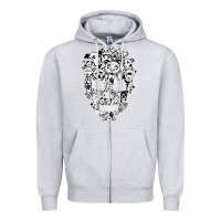 Heather Grey funny pitbull skull dog skeleton halloween t shirt Zipper Hoodie - linhVisuals