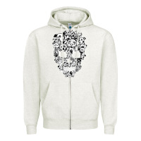 Oatmeal Heather funny pitbull skull dog skeleton halloween t shirt Zipper Hoodie - linhVisuals