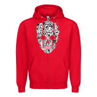 Red funny pitbull skull dog skeleton halloween t shirt Zipper Hoodie - linhVisuals
