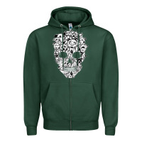 Sports Green funny pitbull skull dog skeleton halloween t shirt Zipper Hoodie - linhVisuals