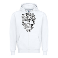 White funny pitbull skull dog skeleton halloween t shirt Zipper Hoodie - linhVisuals