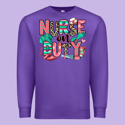 Nurse On Duty Premium Sweatshirt Designed By Ranaportraitstore