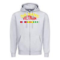 Heather Grey da nang vietnam war veteran military Zipper Hoodie - linhVisuals