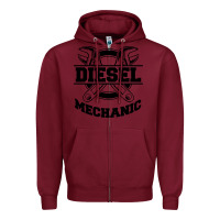 Burgundy diesel mechanic Zipper Hoodie - linhVisuals
