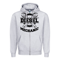 Heather Grey diesel mechanic Zipper Hoodie - linhVisuals
