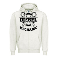 Oatmeal Heather diesel mechanic Zipper Hoodie - linhVisuals
