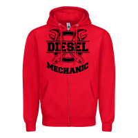 Red diesel mechanic Zipper Hoodie - linhVisuals