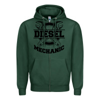 Sports Green diesel mechanic Zipper Hoodie - linhVisuals