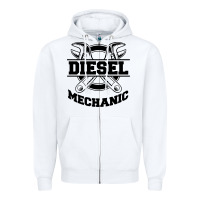 White diesel mechanic Zipper Hoodie - linhVisuals