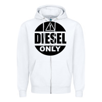 White Diesel Only Zipper Hoodie - linhVisuals